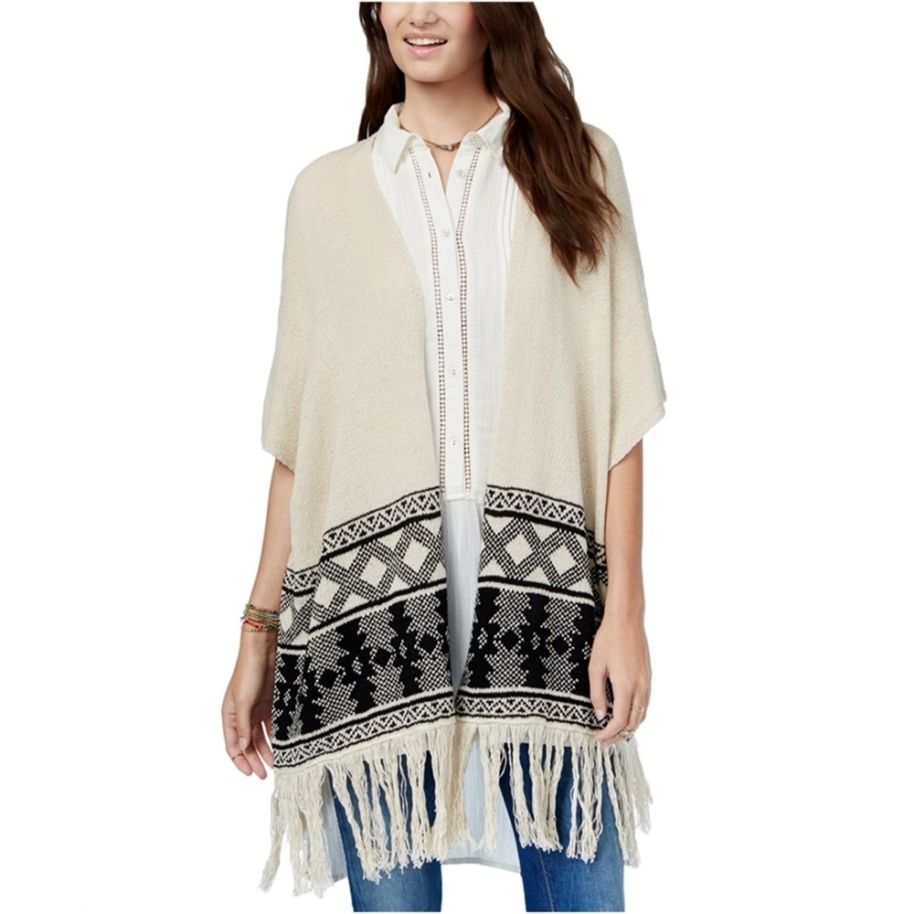 American Rag Fringe Duster Cardigan Sweater Aztec Boho Small